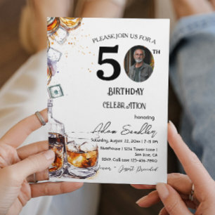 50:e födelsedagsfesten och whisky och drycker inbjudningar