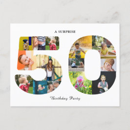 50:e Födelsedagsfesten Photo Collage White Vykort