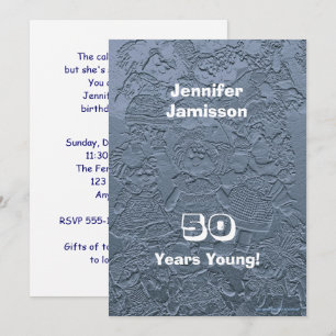 50:e Födelsedagsfesten Rag Dolls Silver Blue Inbjudningar