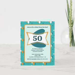 50:e Födelsedagsfesten Retro Mid Century i alla ål Inbjudan