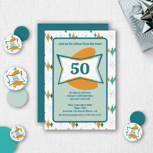 50:e Födelsedagsfesten Retro Mid Century i alla ål Inbjudningar
