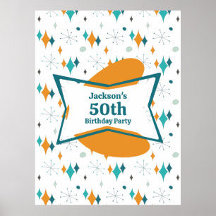 50:e Födelsedagsfesten Retro Mid Century i alla ål Poster