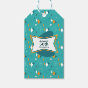 50:e Födelsedagsfesten Retro Mid Century i alla ål Presentetikett