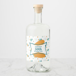 50:e Födelsedagsfesten Retro Mid Century i alla ål Spritflaskor Etikett
