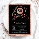 50:e Födelsedagsfesten - Ro Guld Svart ÅLDER Inbjudningar<br><div class="desc">Femtionde födelsedagsfest inbjudan för kvinnor. Elegant inbjudan-kort i svart med faux-ro-folie i guld. Teckensnitt för typografi. Skål till 50 år! Kan vara personlig till vilket år som helst. Perfekt för en milstolpe-vuxen i firande.</div>
