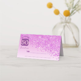 50:e Födelsedagsfesten Rosa Glitter Placeringskort