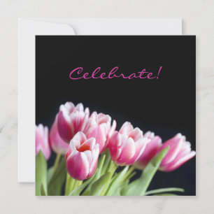 50:e Födelsedagsfesten Rosa Tulip-inbjudan Inbjudningar