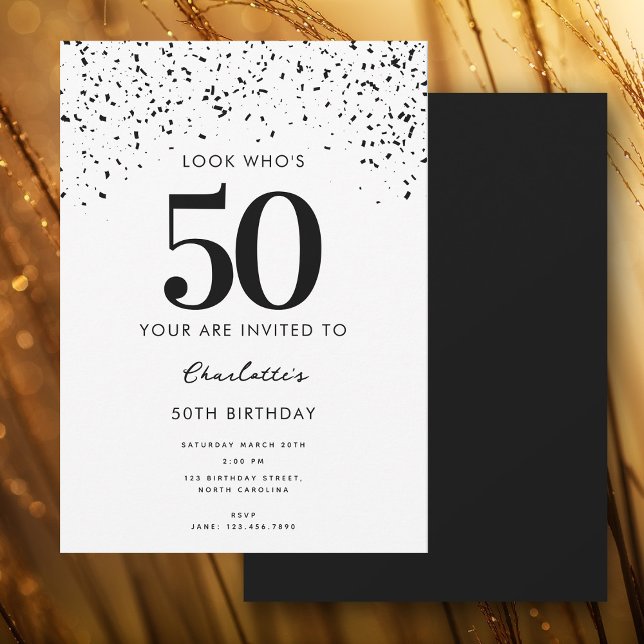 50:e Födelsedagsfesten Se vem som är 50 Modern Inbjudningar (50th Birthday Party Look Who's 40 Modern Invitation)