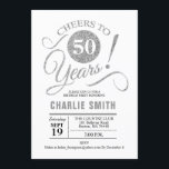 50:e Födelsedagsfesten - Silver White Inbjudningar<br><div class="desc">50:e Födelsedagsfest inbjudan i faux glitter Silver och White. Skål till 50 år! Elegantens moderna typografiskript stil-design. Kan anpassas till vilken ålder som helst. Berätta om du behöver anpassa dig ytterligare.</div>