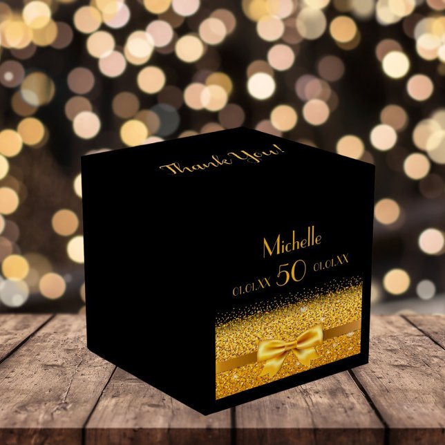 50:e födelsedagsfesten svart guld tack presentaskar (Skapare uppladdad)