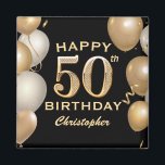 50:e Födelsedagsfesten Svart och Guld-ballonger Magnet<br><div class="desc">50:e Födelsedagsfesten Black and Guld Balloons and Confetti Magnet. Om du vill göra ytterligare anpassningar klickar du på knappen "Anpassa" och användor verktyg som är utformat för att ändra mallen.</div>