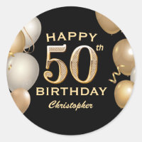 50:e Födelsedagsfesten Svart och Guld-ballonger