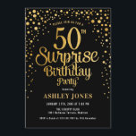 50:e Födelsedagsfesten - Svarta och Guld Inbjudningar<br><div class="desc">Överraskande 50 Födelsedagsfest inbjudan. Utformning av eleganten i svart och faux glitter guld. Innehåller typsnitt och konfiguration för snyggt av skript. Berätta om du behöver anpassningsbarnas ålder.</div>