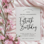 50:e Födelsedagsfesten | Svartvitt typografi Inbjudningar<br><div class="desc">Den här enkla men alltid så elegant designen har modern svartvit typografi och ord "Femtionde födelsedagen" i kalligrafiskript. Inbjudningarna går tillbaka till ett subtilt, där Art Deco mönster upprepas i kromatiskt grått och svart. Med tanke på sofistikeringen och elegansen kommer det femtioåriga inbjudan att ange snyggten för firande. Beställ Zazzle-inbjudningar...</div>