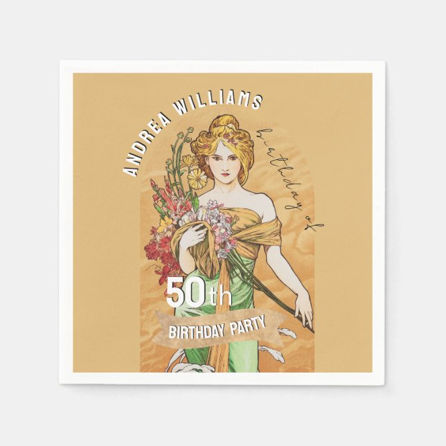 50:e Födelsedagsfesten, Vår guddess, Vintage Art Pappersservett (Framsidan)