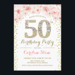 50:e Födelsedagsfesten - Vita Guld Rosa Inbjudningar<br><div class="desc">50:e Eleganten Födelsedagsfest inbjudan i Faux glitter guld,  rosa och vitt. Inbjudan till blommigt av snyggt med diamanter och ro. Perfekt för glam firande. Berätta om du behöver anpassa dig ytterligare.</div>