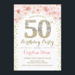 50:e Födelsedagsfesten - Vita Guld Rosa Inbjudningar<br><div class="desc">50:e Eleganten Födelsedagsfest inbjudan i Faux glitter guld,  rosa och vitt. Inbjudan till blommigt av snyggt med diamanter och ro. Perfekt för glam firande. Berätta om du behöver anpassa dig ytterligare.</div>