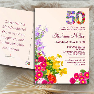 50:e födelsedagsfestens blommigt, modern 50 år par vykort