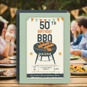 50:e Födelsedagsfestens för manar bakgård, BBQ Rus Inbjudningar