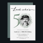 50:e Födelsedagsfestens foto Inbjudningar<br><div class="desc">Den 50:e Födelsedagsfestens vattenfärgsdesign för fotoinbjudan är en fantastisk blandning av vintage och modernt inslag som kom tillsammans skapar ett verkligt unikt och vackert konstverk. Det känsliga eukalyptus grenar, som återges i en mjuk och muterad färg palett, tillför en aning naturskönhet och ekologisk charm som framkallar en vintage, tidlös kvalitet....</div>