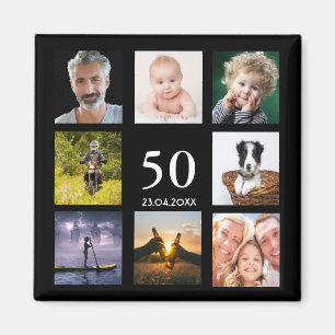 50:e födelsedagsfestens fotokollage med svart färg magnet