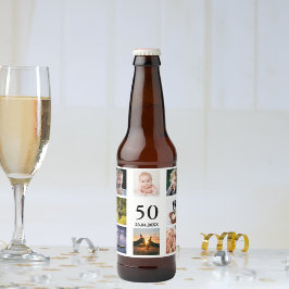50:e födelsedagsfestens fotokollage ölflaska etikett