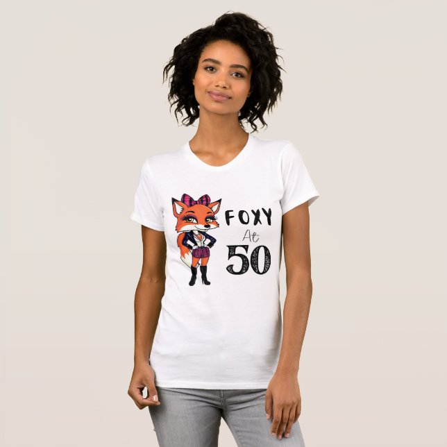 50:e Födelsedagsfestens Foxy vid 50 Scottish Fox W T Shirt (Hel framsida)