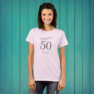 50:e Födelsedagsfestens Grått-skriptRosa T Shirt