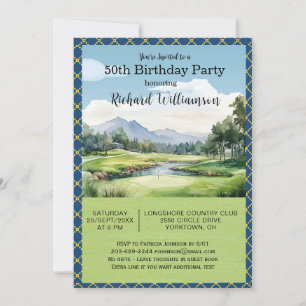 50:e Födelsedagsfestens Manar Golf-Temaparty Inbjudningar
