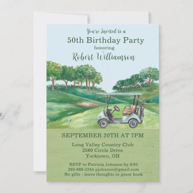 50:e Födelsedagsfestens Manar Golf-Temaparty Inbjudningar (Framsida)