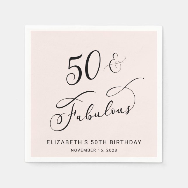 50:e Födelsedagsfestens Rosa Pappersservett (Framsidan)