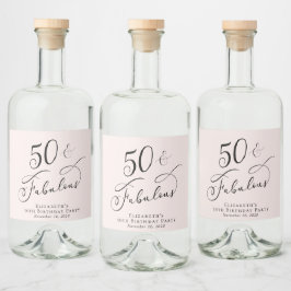 50:e Födelsedagsfestens Rosa Spritflaskor Etikett
