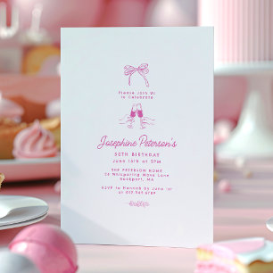 50:e Födelsedagsfestens Rosa Whimsical Daety Doodl Inbjudningar