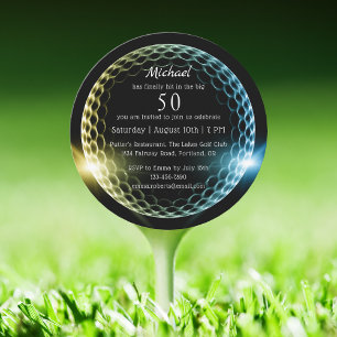 50:e Födelsedagsfestens Snyggt Modern Golf Golfer Inbjudningar