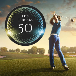 50:e Födelsedagsfestens Snyggt Modern Golf Golfer Inbjudningar