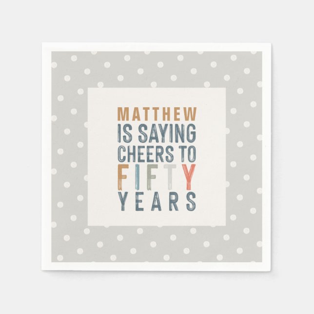 50:e födelsedagsfestens tillbehör, dekorfärg pappersservett (Framsidan)