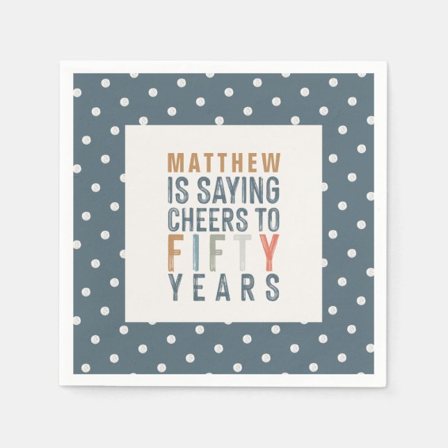 50:e födelsedagsfestens tillbehör, dekorfärg pappersservett (Framsidan)