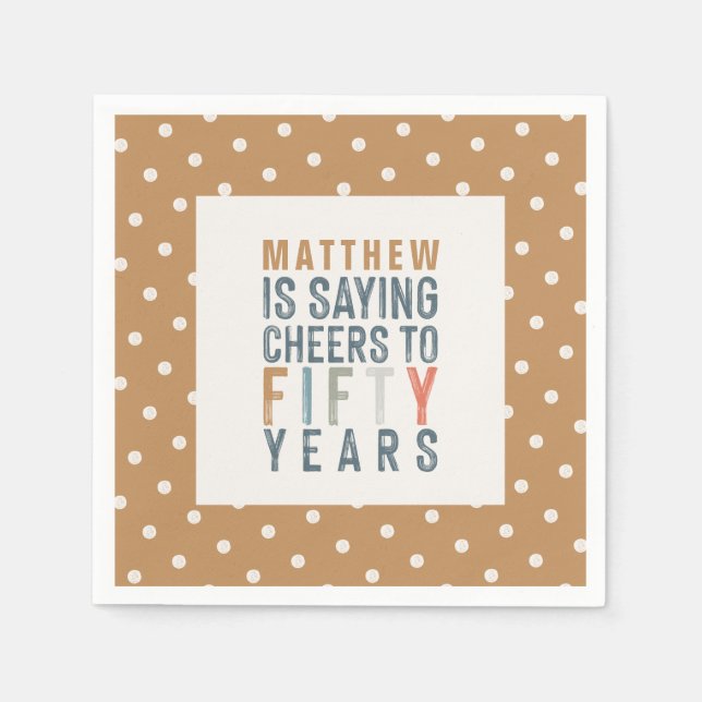 50:e födelsedagsfestens tillbehör, dekorfärg pappersservett (Framsidan)