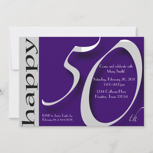 50:e födelsedagsfirandet inbjudningar (Framsida)