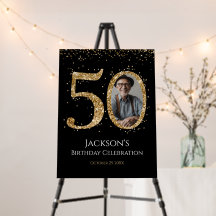 50:e födelsedagsfoto guld Glitter