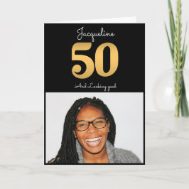 50:e födelsedagsfoto Guld Modern Kort