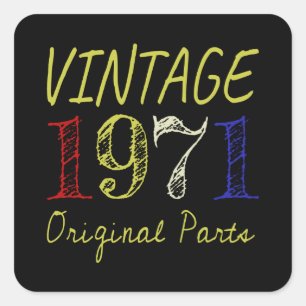 50:e födelsedagsgåva - Vintage Retro 1971 Fyrkantigt Klistermärke
