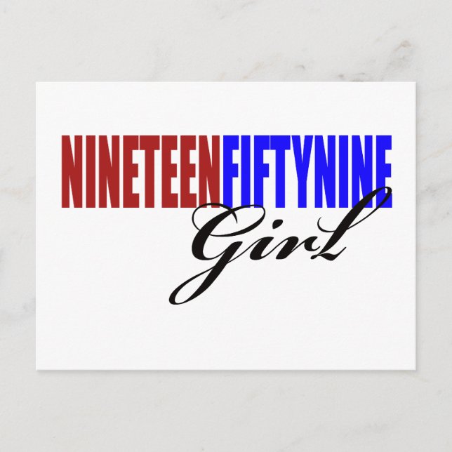 50:e födelsedagsgåvor, 1959-flicka! vykort (Framsida)