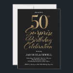 50:e födelsedagshälsfirandet Black & Guld Inbjudningar<br><div class="desc">50:e överraskningen födelsedagsfest inbjudan i svartvitt och guld</div>