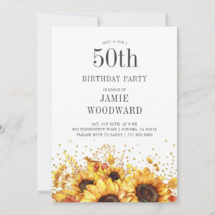 50:e födelsedagsinbjudan av solblommor inbjudningar