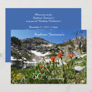50:e födelsedagsinbjudan, berg, Wildblommor Inbjudningar