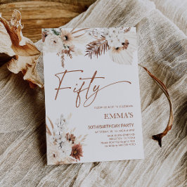 50:e födelsedagsinbjudan Boho Pampas Inbjudningar