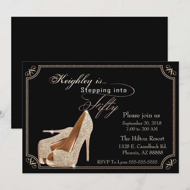 50:e födelsedagsinbjudan inbjudningar (Fram/baksida)