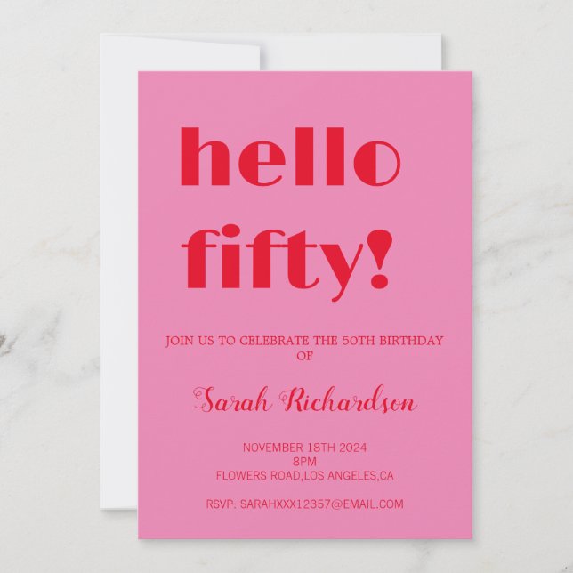 50:e födelsedagsinbjudan inbjudningar (Framsida)