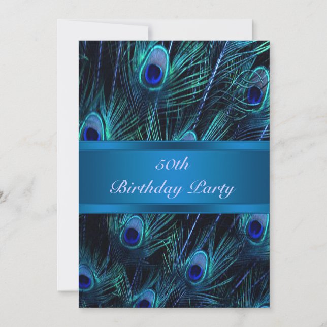 50:e födelsedagsinbjudan Peacock 50:e födelsedagen Inbjudningar (Framsida)
